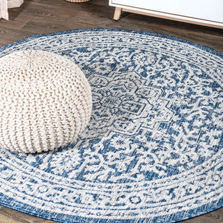 Sinjuri Medallion Textured Weave Indoor/outdoor Round Rug