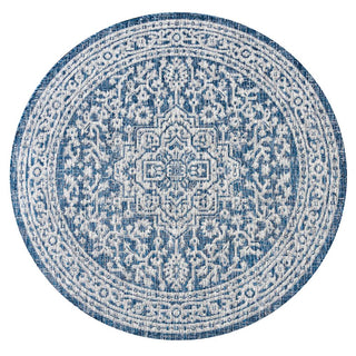 Sinjuri Medallion Textured Weave Indoor/outdoor Round Rug