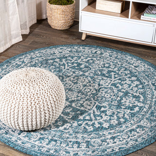 Malta Bohemian Medallion Textured Weave Indoor/outdoor Round Rug