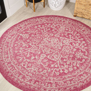 Malta Bohemian Medallion Textured Weave Indoor/outdoor Round Rug - JONATHAN Y