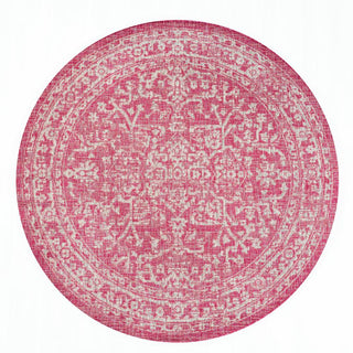 Malta Bohemian Medallion Textured Weave Indoor/outdoor Round Rug - JONATHAN Y
