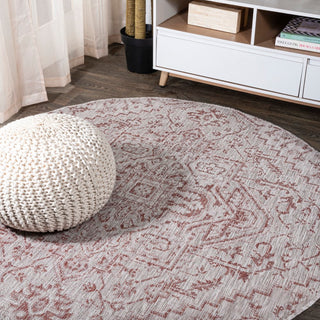 Estrella Bohemian Medallion Textured Weave Indoor/outdoor Round Rug