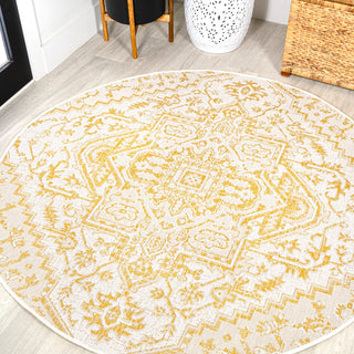 Estrella Bohemian Medallion Textured Weave Indoor/outdoor Round Rug