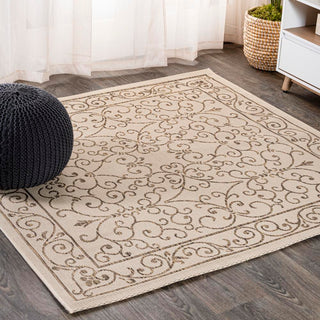 Charleston Vintage Filigree Textured Weave Indoor/outdoor Square Rug