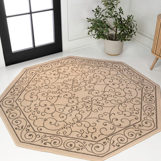 Charleston Vintage Filigree Textured Weave Indoor/outdoor Octagon Rug