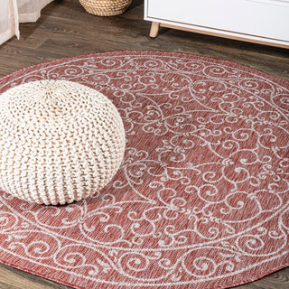 Charleston Vintage Filigree Textured Weave Indoor/outdoor Round Rug - JONATHAN Y
