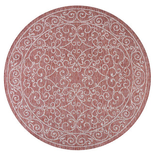 Charleston Vintage Filigree Textured Weave Indoor/outdoor Round Rug - JONATHAN Y