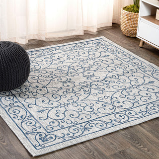 Charleston Vintage Filigree Textured Weave Indoor/outdoor Square Rug