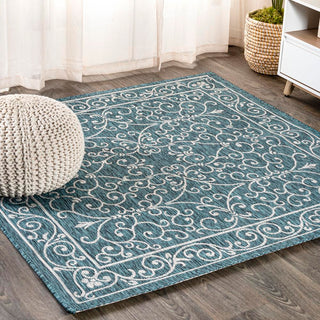 Charleston Vintage Filigree Textured Weave Indoor/outdoor Square Rug