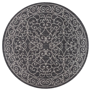 Charleston Vintage Filigree Textured Weave Indoor/outdoor Round Rug