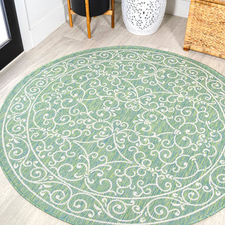 Charleston Vintage Filigree Textured Weave Indoor/outdoor Round Rug