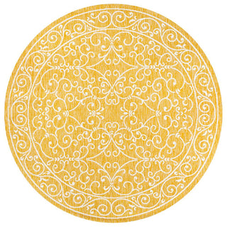 Charleston Vintage Filigree Textured Weave Indoor/outdoor Round Rug