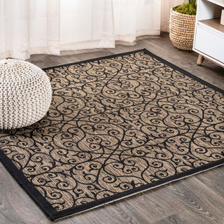 Madrid Vintage Filigree Textured Weave Indoor/outdoor Square Rug