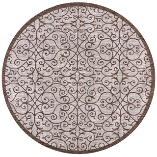Madrid Vintage Filigree Textured Weave Indoor/outdoor Round Rug