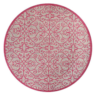 Madrid Vintage Filigree Textured Weave Indoor/outdoor Round Rug