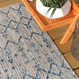Ourika Moroccan Geometric Textured Weave Indoor/outdoor Round Rug