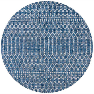 Ourika Moroccan Geometric Textured Weave Indoor/outdoor Round Rug