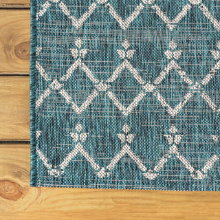 Ourika Moroccan Geometric Textured Weave Indoor/outdoor Round Rug