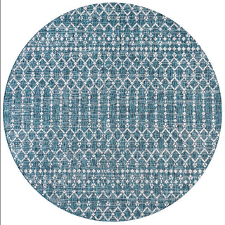 Ourika Moroccan Geometric Textured Weave Indoor/outdoor Round Rug