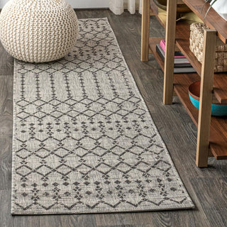 Ourika Moroccan Geometric Textured Weave Indoor/outdoor Runner Rug