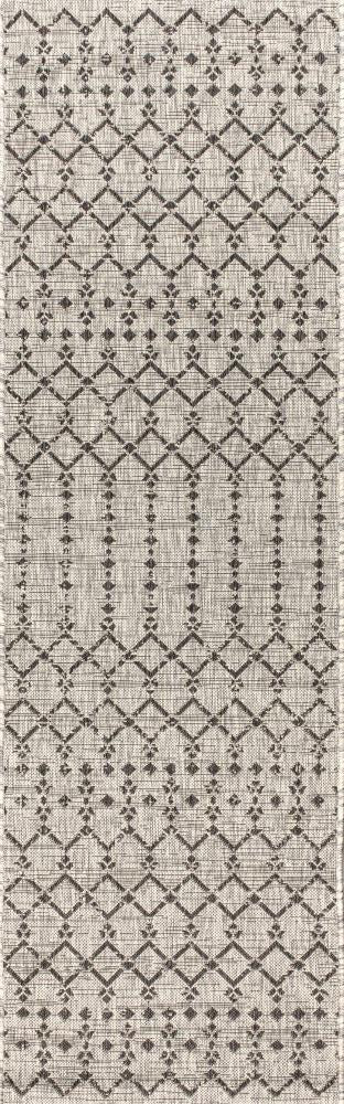 Ourika Moroccan Geometric Textured Weave Indoor/outdoor Runner Rug