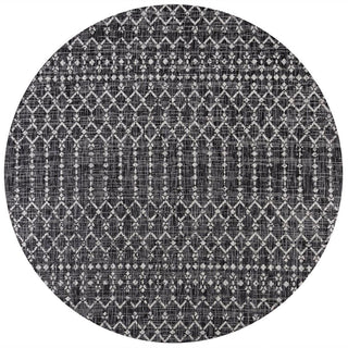Ourika Moroccan Geometric Textured Weave Indoor/outdoor Round Rug