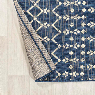 Ourika Moroccan Geometric Textured Weave Indoor/outdoor Round Rug