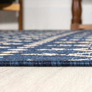 Ourika Moroccan Geometric Textured Weave Indoor/outdoor Round Rug