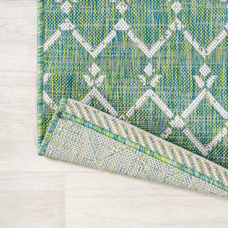 Ourika Moroccan Geometric Textured Weave Indoor/outdoor Round Rug