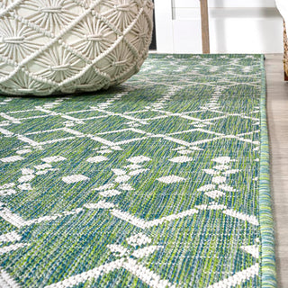 Ourika Moroccan Geometric Textured Weave Indoor/outdoor Round Rug