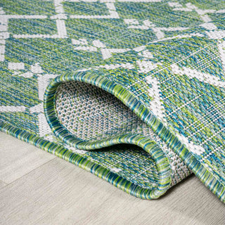 Ourika Moroccan Geometric Textured Weave Indoor/outdoor Round Rug