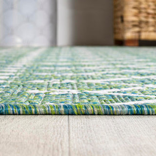 Ourika Moroccan Geometric Textured Weave Indoor/outdoor Round Rug