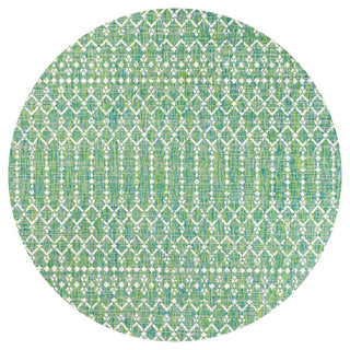 Ourika Moroccan Geometric Textured Weave Indoor/outdoor Round Rug