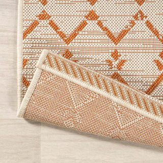 Ourika Moroccan Geometric Textured Weave Indoor/outdoor Round Rug