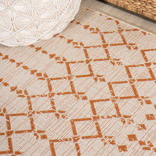 Ourika Moroccan Geometric Textured Weave Indoor/outdoor Round Rug
