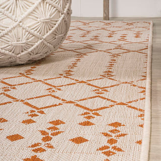 Ourika Moroccan Geometric Textured Weave Indoor/outdoor Round Rug