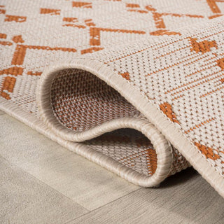 Ourika Moroccan Geometric Textured Weave Indoor/outdoor Round Rug