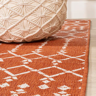 Ourika Moroccan Geometric Textured Weave Indoor/outdoor Round Rug