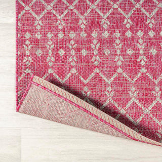 Ourika Moroccan Geometric Textured Weave Indoor/outdoor Round Rug