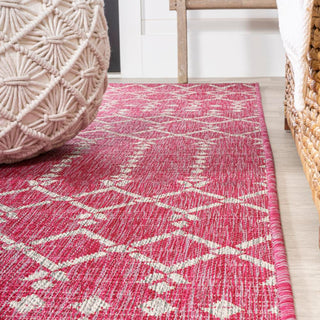 Ourika Moroccan Geometric Textured Weave Indoor/outdoor Round Rug