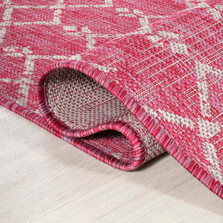 Ourika Moroccan Geometric Textured Weave Indoor/outdoor Round Rug