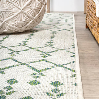 Ourika Moroccan Geometric Textured Weave Indoor/outdoor Round Rug