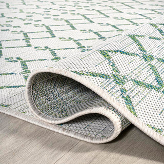 Ourika Moroccan Geometric Textured Weave Indoor/outdoor Round Rug
