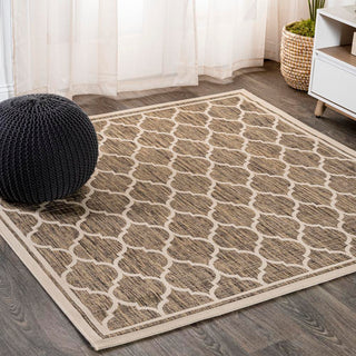 Trebol Moroccan Trellis Textured Weave Indoor/outdoor Square Rug - JONATHAN Y