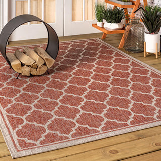 Trebol Moroccan Trellis Textured Weave Indoor/outdoor Area Rug - JONATHAN Y