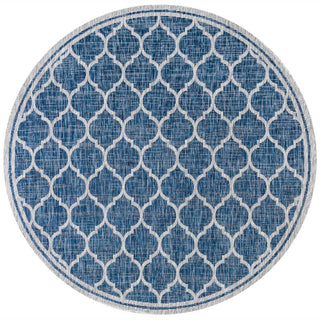 Trebol Moroccan Trellis Textured Weave Indoor/outdoor Round Rug - JONATHAN Y