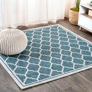 Trebol Moroccan Trellis Textured Weave Indoor/outdoor Square Rug