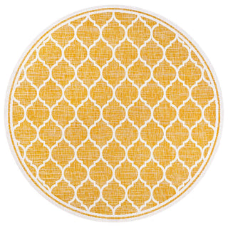 Trebol Moroccan Trellis Textured Weave Indoor/outdoor Round Rug
