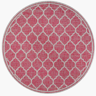 Trebol Moroccan Trellis Textured Weave Indoor/outdoor Round Rug