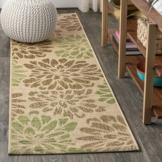 Zinnia Modern Floral Textured Weave Indoor/outdoor Runner Rug